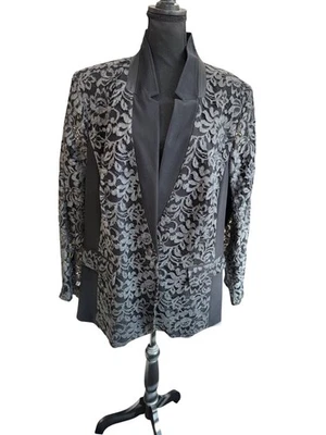 NWT Lane Bryant Womens Black Lace Overlay Blazer Plus Size 28 Evening Wear Party - Image 1 of 4