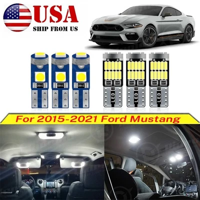 8 White LED Interior Light Bulb Package Kit For 2015-2019 2020 2021 Ford Mustang - Image 1 of 4