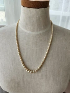 Vintage Marvella Necklace Simulated Pearls Graduated Cream 20" - Picture 1 of 3