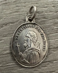 Médaille religieuse ancienne " Saint Ange Gardien " - argent massif - Picture 1 of 2