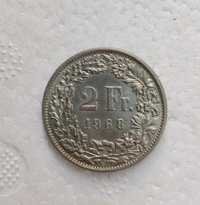SVIZZERA 2 FRANCHI 1968 IN ARGENTO 835 come da foto - Picture 1 of 2