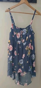 New Torrid Babydoll Challis Hi-Low Cami Size 0 Large 12 Purple Floral Sleeveless - Picture 1 of 10