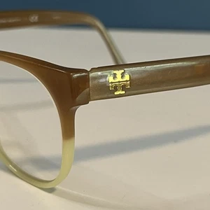 Tory Burch TY 2069 1238 Brown & Cream EYEGLASSES FRAMES ONLY Gold Tone Logo - Picture 1 of 15