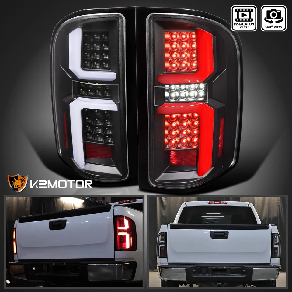Black Fits 2007-2013 Chevy Silverado 1500 2500 3500HD LED Tube Tail Lights Lamps Foto 1 de 4