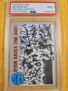 Nolan Ryan Topps #197 PSA/DNA CERTIFIED AUTO GRADE MINT 9 Inscription 8361 - Picture 1 of 2