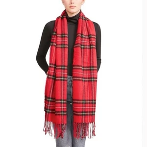 Steve Madden Red And Black Plaid Muffler Scarf One Size - Picture 1 of 6