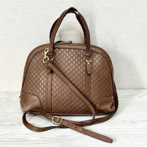 Borsa Gucci Micro GG Monogram Tela Pelle Piccola Boston Rossa Vintage Italia - Foto 1 di 10