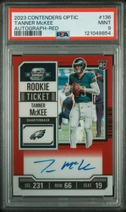 2023 Tanner McKee Contenders Optic Auto Red Prizm /175 Rookie PSA 9 Eagles - Picture 1 of 3