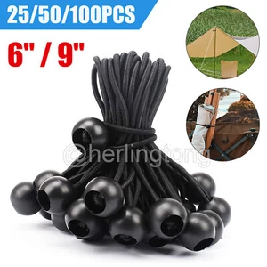 100 piezas 6""/9"" bola negra bungee cable bungie de alta resistencia dosel lona ataduras - Imagen 1 de 12