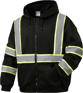 High Visibility Reflective Hoodies for Men, Class 3 Safety Sweatshirts with Pock - Picture 1 of 5
