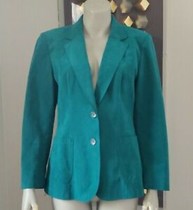 Vintage Adolph Schuman for Lilli Ann Teal UltraSuede Womens Blazer Jacket 