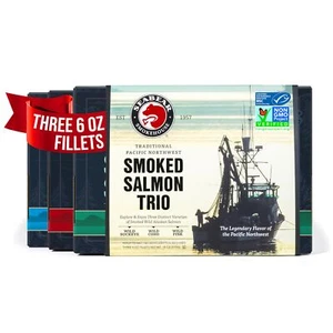 - Premium Wild Alaskan Smoked Sockeye, Coho und Pink Salmon Trio - 18oz Box - Bild 1 von 7