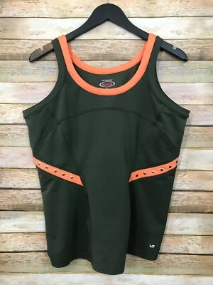 Regata feminina BOLLE XL sem mangas verde oliva laranja cravejada  - Imagem 1 de 4