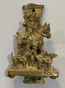 Antiguo Llamador de Puerta de Latón Sólido Caza Perros Caballo John Peel Inglés De Colección - Imagen 1 de 19
