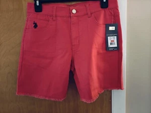 U.S. Polo Assn Girl Teen Bright Pink Khaki Shorts Size 14/16 NWT - Picture 1 of 7