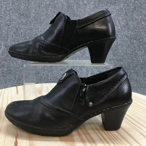 Rieker Boots Womens 36 Low Heels Ankle Booties Black Leather Side Zipper Casual - Picture 1 of 16