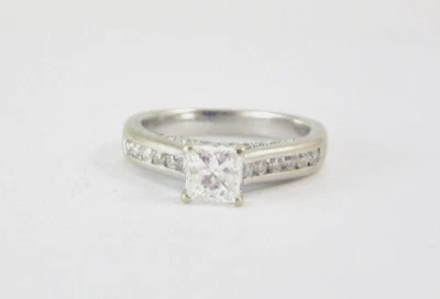 ESTATE 14K W/G  DIAMOND SOLITAIRE W/ACCENTS ENGAGEMENT RING 1.3CT I1 H APPRAISED - Image 1 of 4