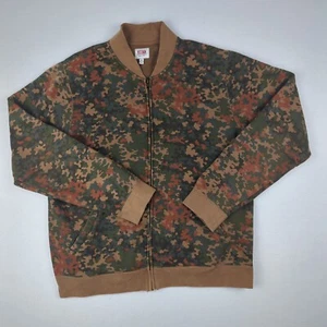 Obey Mens Medium Brown & Green Camouflage Camo Full Zip Up Jacket Sweater - Picture 1 of 10