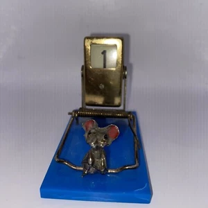 vintage Mouse perpetual calendar mouse trap desktop note holder Blue BB1 - Picture 1 of 8