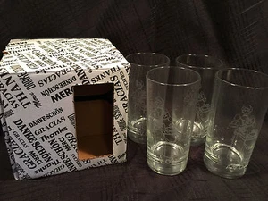 Very Rare!!! AVON 40th Anniv Ms Albee Set of 4 Drinking Glasses - NEW IN BOX!! - Picture 1 of 3