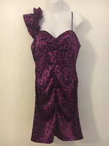 Arden B Size L Dark Pink/black pattern. Satin one shoulder cocktail dress. NWT - Picture 1 of 6