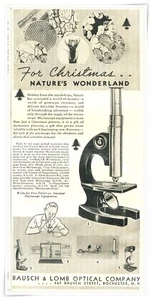 Publicidad impresa Microscopio Bausch & Lomb para Navidad 1936 anuncio de 2/3 páginas - Imagen 1 de 4