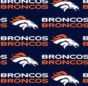 2/3 Yard NFL Denver Broncos Logo Blue Cotton Fabric 23"L x 60"W - Picture 1 of 2