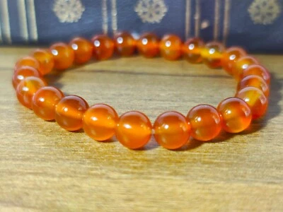 Natürlich Bernstein Perlen Stretch Armband, Orange, 8mm Runde Perlen, Armband - Bild 1 von 4