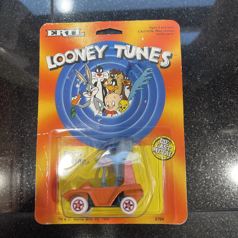 Looney Tunes Road Runner Orange Car Ertl Toy 2704 Die Cast 1989 Factory Error