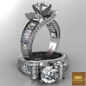 Antique Style Round Diamond Engagement Pave Ring GIA F SI1 14k White Gold 3.5ct - Picture 1 of 12
