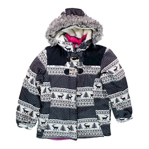 ZeroXposur Girl's Black & White Fair Isle Faux Fur Jacket XL 16 - Picture 1 of 4