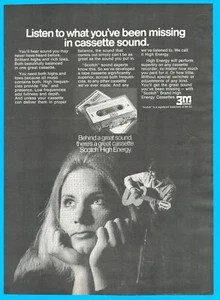 Cinta de casete 3M Scotch 1972 vintage anuncio impreso música estéreo disco - Imagen 1 de 3