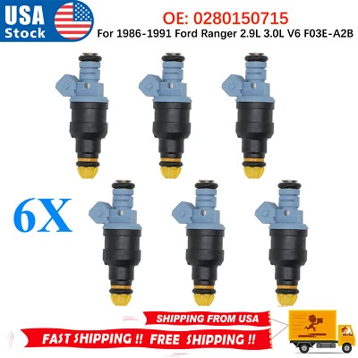 6 piezas inyector de combustible 0280150715 para Ford Ranger 1986-1991 2,9 L 3,0 L V6 F03E-A2B EE. UU. Foto 1 de 4