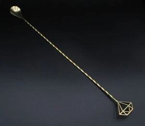 Goldene Titanbeschichtung Mischstablöffel 40cm Barkeeper Barkeeper mit Diamant - Bild 1 von 1