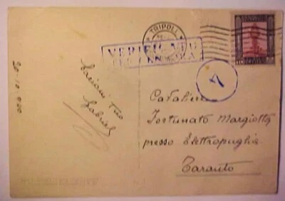 LIBIA 1940 CENSOR TRÍPOLI A ITALIA Foto 1 de 2