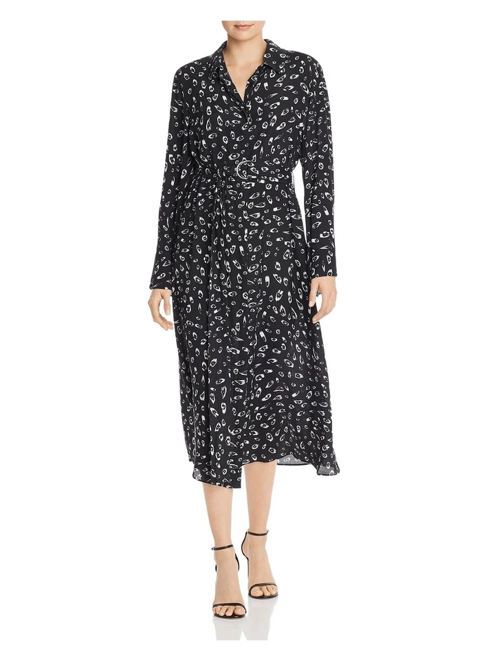 Fame and Partners Womens Berit Black Collared Office Wear Shirtdress 8 BHFO 1027