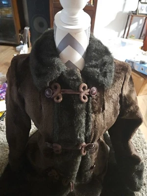 Vintage 1970s Womens Wool Coat with a Large Faux Fur Collar Black Size St23 - Image 1 of 4