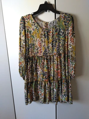 Mini Vestido Antropologie Jodifl Boho Cottage Floral En Niveles Talla S Fluido Claro Foto 1 de 4
