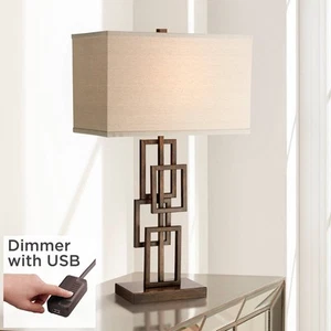 Kory Industrial Table Lamp 29" Tall Bronze Metal USB Dimmer Cord for Bedroom - Picture 1 of 8