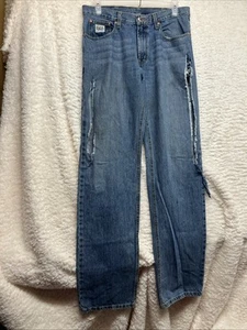 Cinch Up Jeans Size 34X38 Ripped Frayed Trashed Grunge Stained Well Worn - Picture 1 of 24