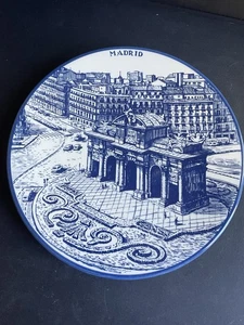 Madrid Spain Collectors Souvenir Plate Flow Blue 10.5” Hermosilla Derplate - Picture 1 of 5