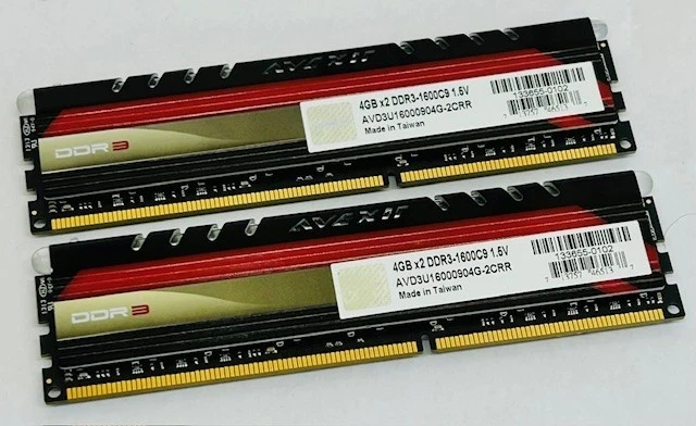 8GB Kit (2x4GB) Avexir Core Series DDR3-1600C9 AVD3U16000904G-2CRR LED Memory - Image 1 of 4