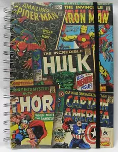 Licensed Marvel Comics Collage Spiral Journal Diary Iron Man Capt America Spidey - Picture 1 of 1
