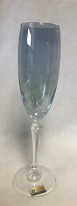 BOHEMIA CZECHOSLOVAKIA COLONY BLUE CHAMPAGNE FLUTE WITH LABEL REPLACEMENT - Picture 1 of 4