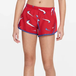 Nike Running Shorts Youth Girls Medium Dri FIT Tempo 3 Inch Swoosh Print Red - Picture 1 of 5