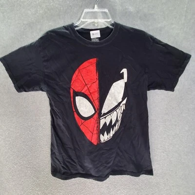 Marvel Boys T-Shirt XL Black Spiderman Venom Face Comic Graphic Short Sleeve - Image 1 of 4