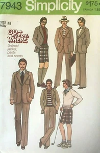 1970's VTG Simplicity Men's Pants, Shorts, Jacket Pattern 7943 Size 38 UNCUT - Picture 1 of 2