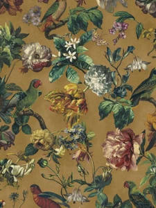 Eijffinger 307303 Claude Yellow Floral Bird Wallpaper - Picture 1 of 5