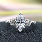 3Ct Marquis Cut Moissanite Solitaire Engagement Ring 14K White Gold Plated