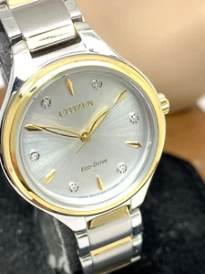 Reloj Citizen para mujer FE2104-50A Eco Drive esfera con detalles de diamantes acero de dos tonos - Imagen 1 de 13